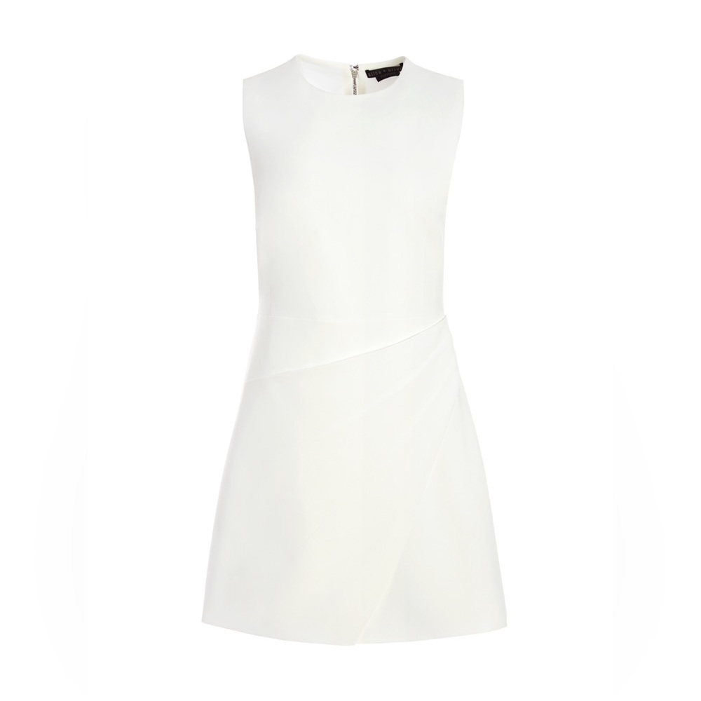 Alice + Olivia Kelsey Asymmetrical Mini Dress in Off White